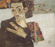 Egon Schiele Self-Portrait with Black Clay Vase and Spread Fingers (mk12) china oil painting reproduction